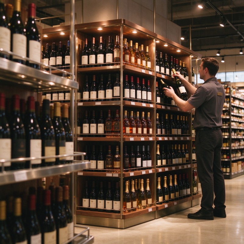Stylish Liquor Display Shelving for Retail Stores