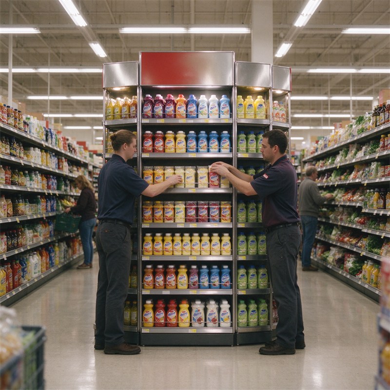 End cap display in a supermarket