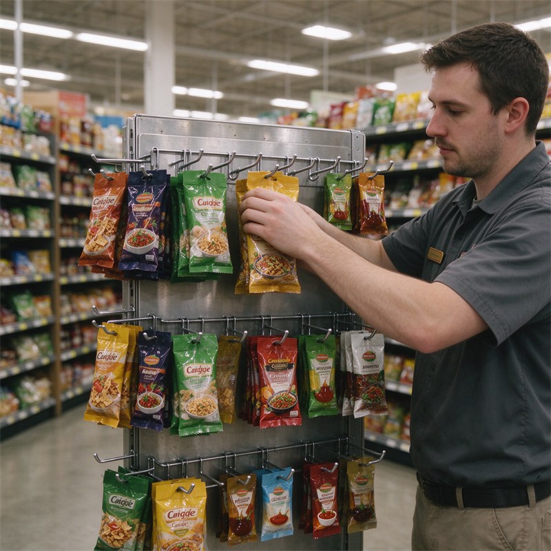 Display hooks in a supermarket